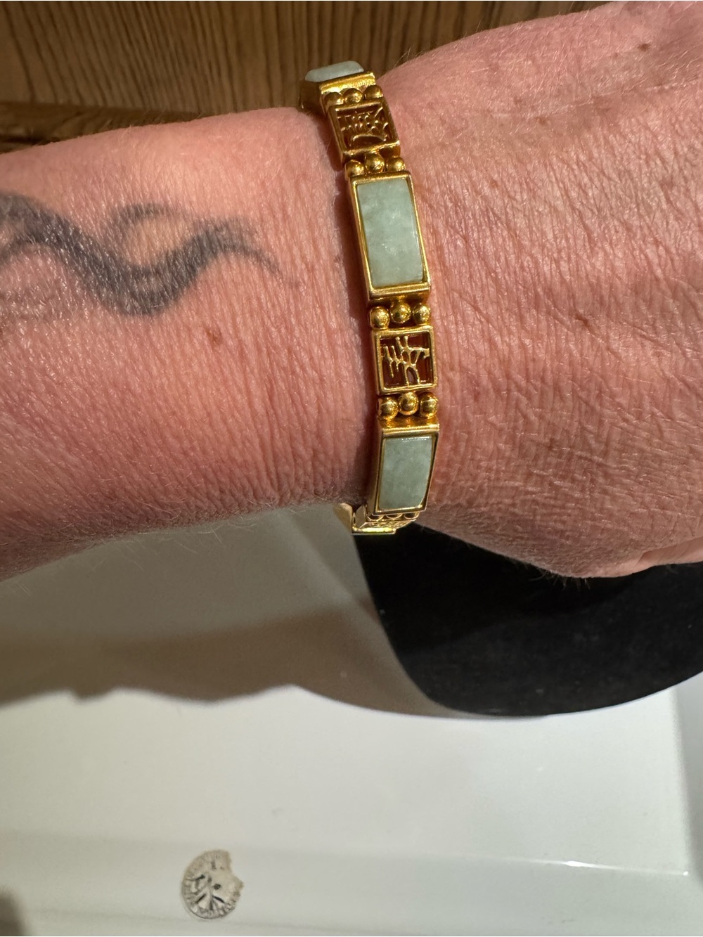 Vintage Chinese Lucky Jadeite Link Bracelet